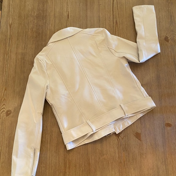 Faux Leather Bomber (color: bone) - Picture 6 of 7